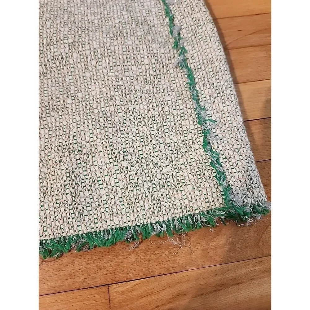 J. Crew Skirt Womens 4 Wool Blend Woven Multicolor w/ Green Trim Mini Short